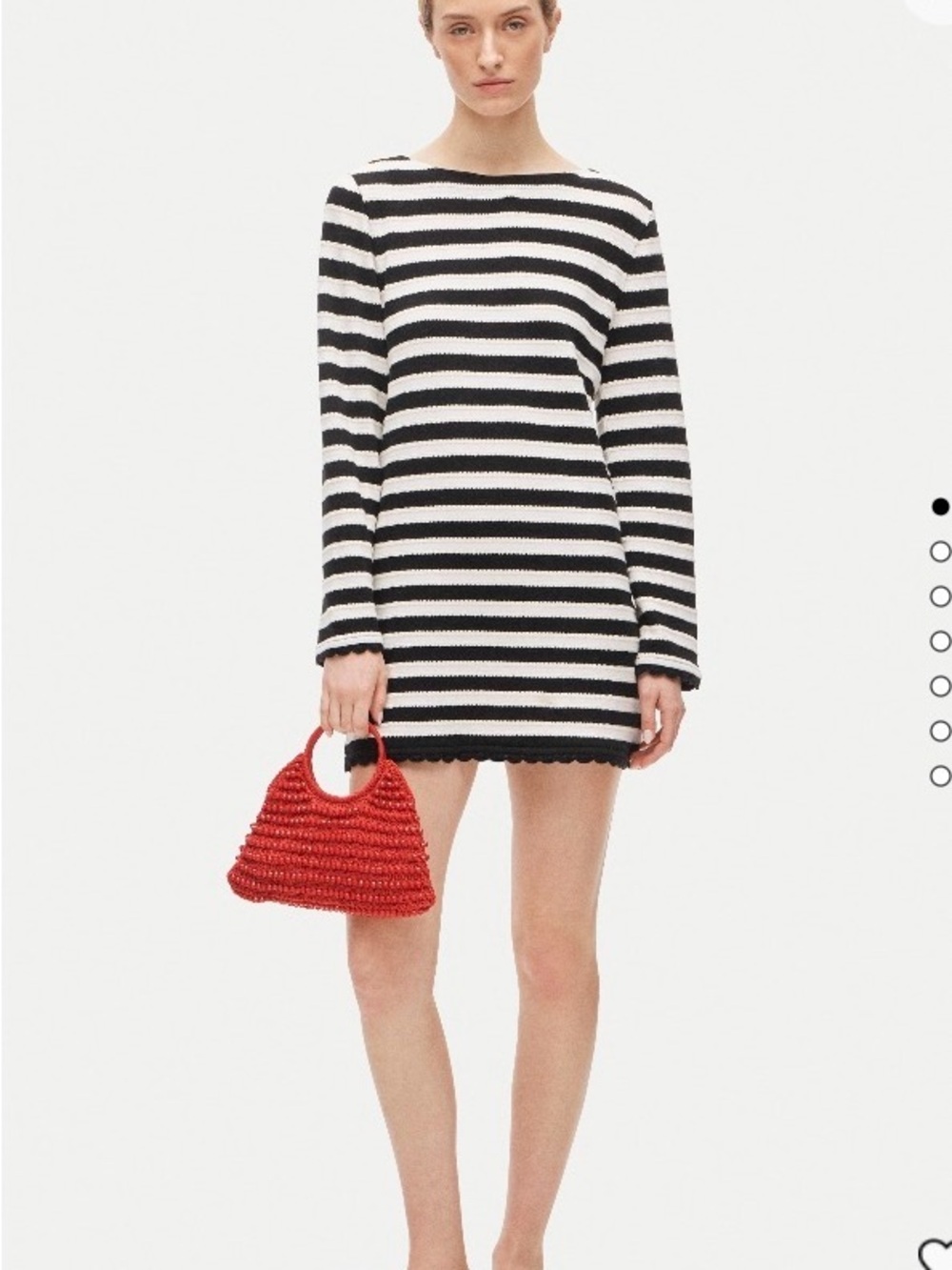 NTW J. Crew Boatneck crocheted Black & White Striped Knit Mini Dress
